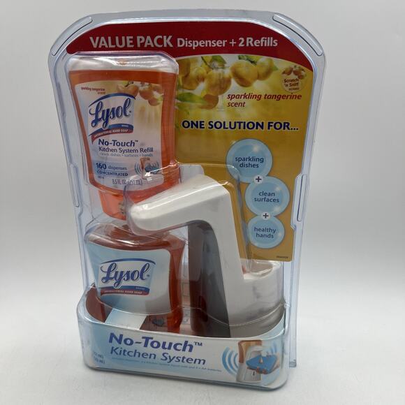 Lysol No-Touch Kitchen System 2 Soap Refills Sparkling Tangerine Discontinued - Picture 1 of 7